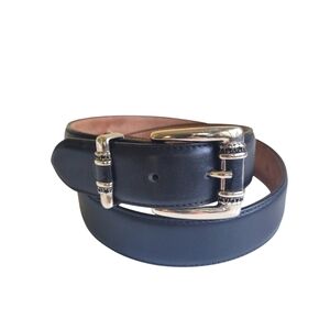 Albatros Leather Black Belt W Ornate Silver Buckle Womens